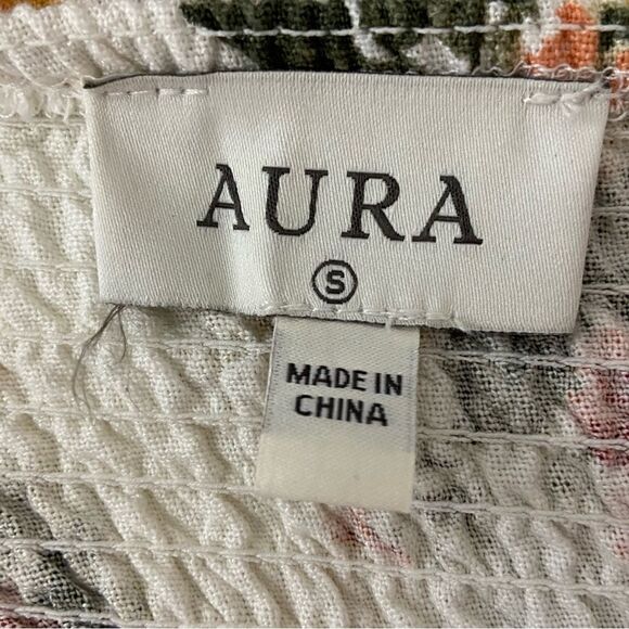 Aura Cream Floral Midi Dress Puff Sleeve Cottage Romantic Milkmaid Regency Sz S - Picture 2 of 10